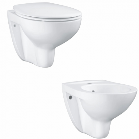 Seturi vase WC cu bideu - Set vas wc suspendat rimless cu capac soft close si bideu Grohe Bau Ceramic