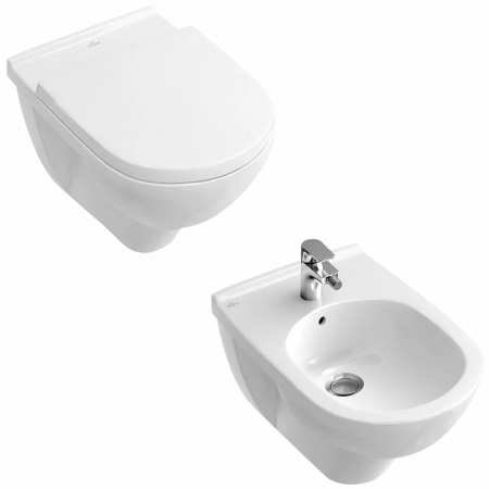 Seturi vase WC cu bideu - Set vas Wc suspendat rimless cu capac soft close si bideu Villeroy & Boch, Novo