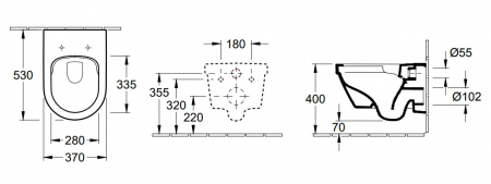 Set vas wc suspendat rimless cu capac Villeroy&Boch, Architectura plus rezervor wc incastrat si clapeta crom Skate Air Grohe [2]