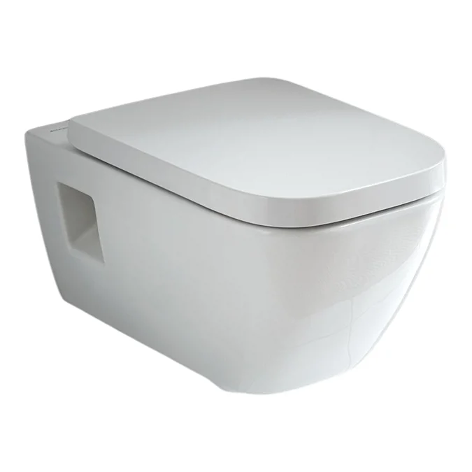Vase WC - Set vas WC suspendat, rimless, forma dreptunghiulara, cu capac soft close din duroplast, alb, Geberit Selnova Square