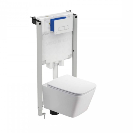 Seturi vas WC suspendat cu rezervor incastrat si clapeta - Set vas wc suspendat rimless, dreptunghiular, Foglia Safari si rezervor incastrat Prosys cu set de fixare inclus si clapeta Oleas M1 alb lucios, Ideal Standard