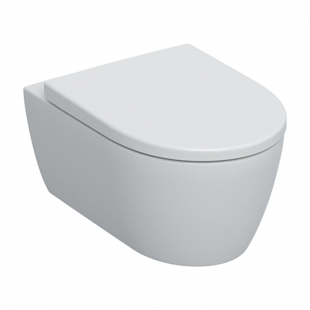 Vase WC - Set vas wc suspendat rimless Geberit iCon cu capac soft close, alb lucios