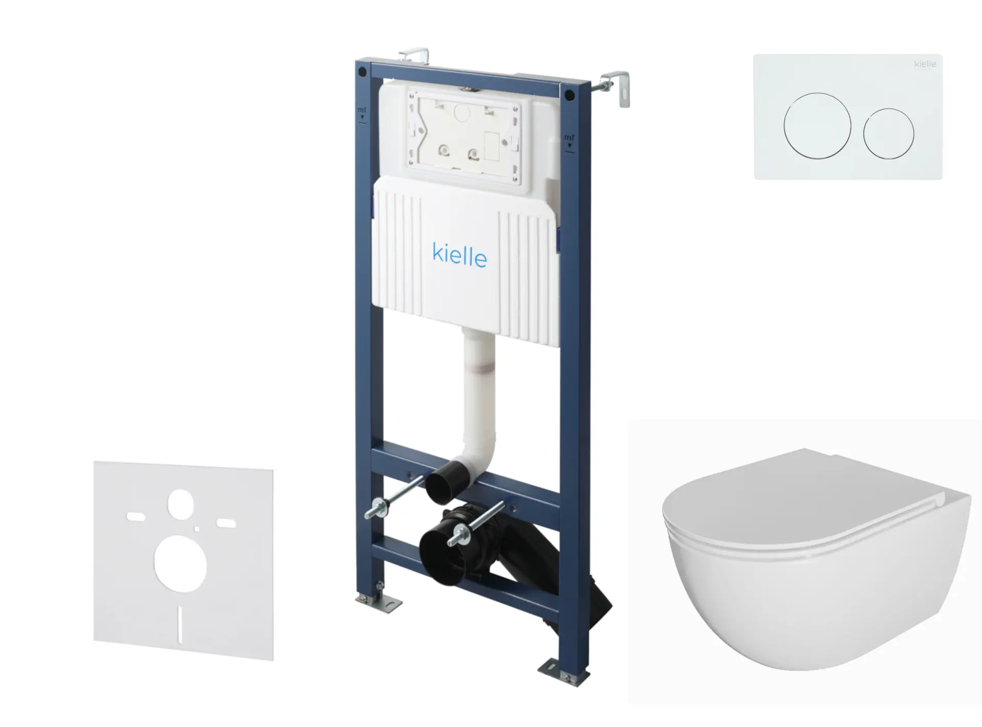Obiecte sanitare - Set rezervor incastrat, toaleta Oudee, Rimless, capac softclose si clapeta Gemini New I, alb lucios