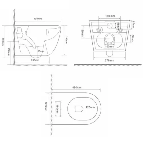 Set vas wc suspendat rimless Leziter Delano cu cadru wc suspendat cu rezervor wc incastrat Villeroy & Boch ViConnect si clapeta de actionare dual-flush, negra, Villeroy & Boch ViConnect [4]