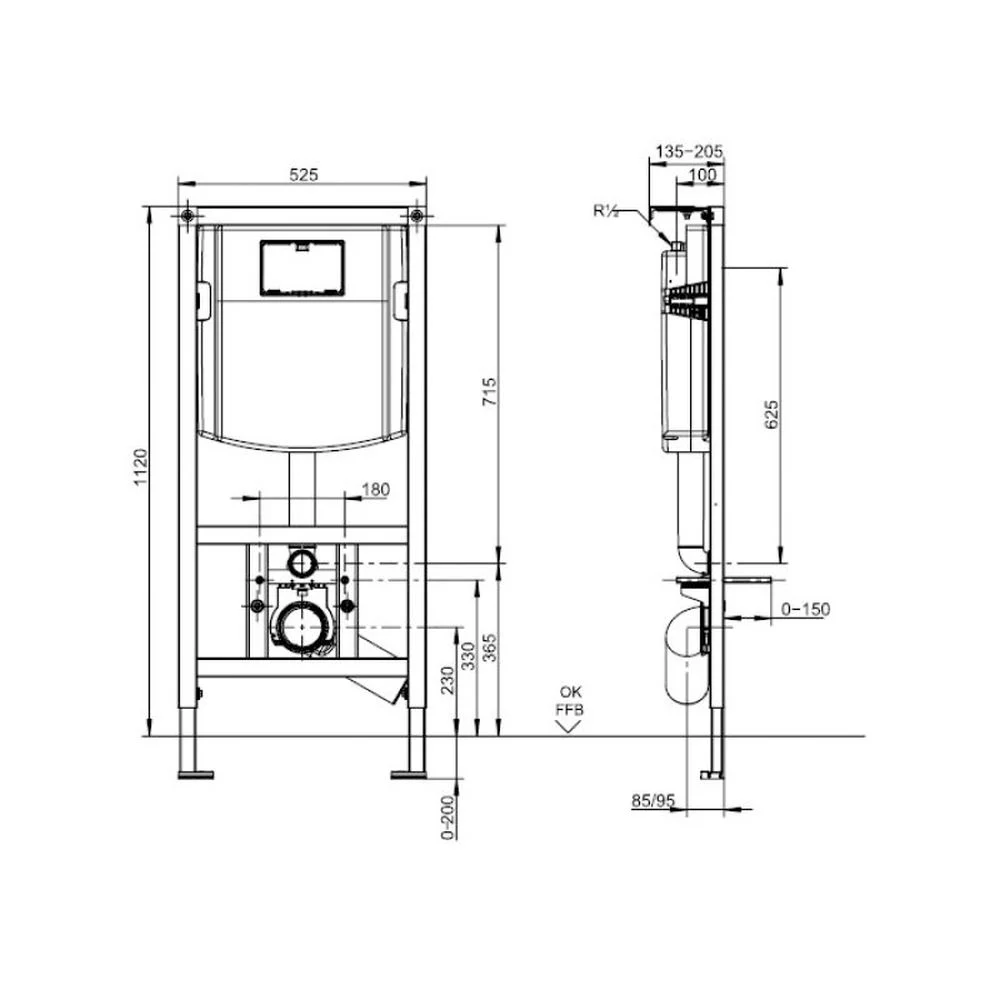 Set vas wc suspendat rimless Leziter Delano cu cadru wc suspendat cu rezervor wc incastrat Villeroy & Boch ViConnect si clapeta de actionare dual-flush, negra, Villeroy & Boch ViConnect [5]
