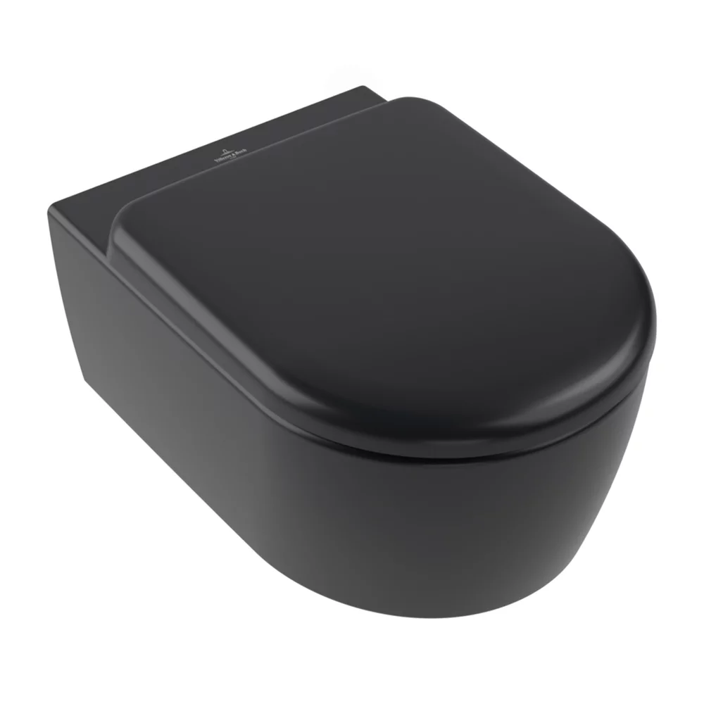 Vase WC - Set vas wc suspendat rimless, negru ,capac softclose, Villeroy&Boch Skyla Combi-Pack