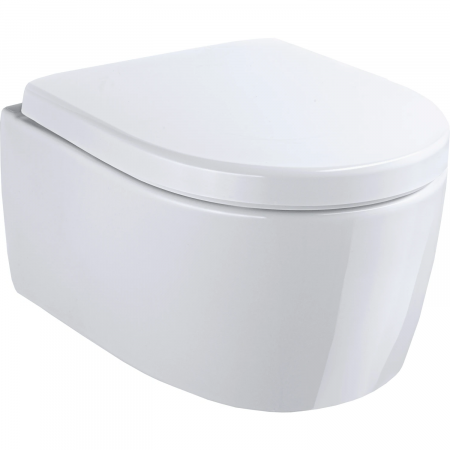 Vase WC - Set vas wc suspendat rimless cu capac soft close,  forma ovala, alb, Geberit iCon