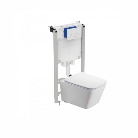 Set vas wc suspendat rimless, dreptunghiular, Foglia Safari si rezervor incastrat Prosys cu set de fixare inclus si clapeta Oleas M1 alb lucios, Ideal Standard [0]