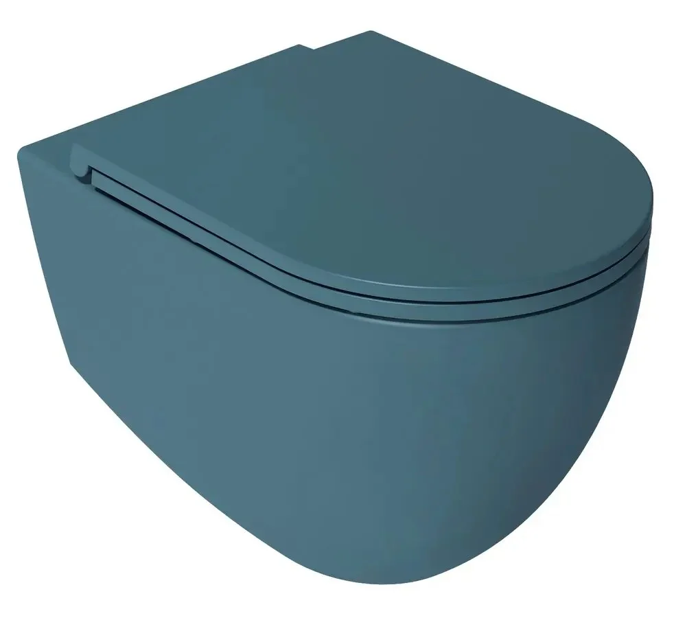 Set vas WC suspendat verde smarald rimless Sapho Infinity cu rezervor incastrat Isvea si clapeta verde smarald mat [1]