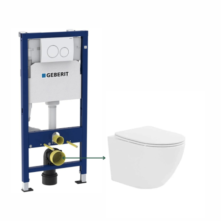 Set vas wc suspendat, tornado, alb, cu capac softclose, Fluminia Ricci cu rezervor incastrat Geberit si clapeta alba Duofix Delta [0]