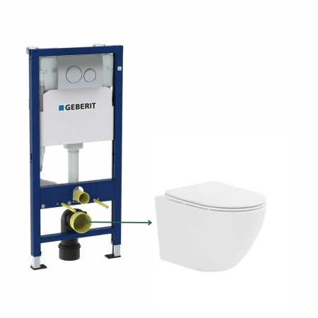 Set vas wc suspendat, tornado, alb, cu capac softclose, Fluminia Ricci cu rezervor incastrat Geberit si clapeta crom lucios  Duofix Delta [0]