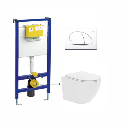Set vas wc suspendat, tornado, alb, cu capac softclose, Fluminia Ricci cu rezervor incastrat Liv Jog si clapeta alb mat Selenite Duo [0]