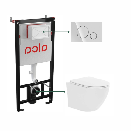 Set vas wc suspendat, tornado, alb, Fluminia Ricci cu rezervor incastrat  Alcaplast Sadromodul si clapeta de actionare crom lucios Cersanit Opti B2 [0]