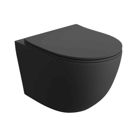 Vase WC - Set vas wc suspendat, tornado, negru mat, cu capac soft close si quick release, Spectrum Sierra