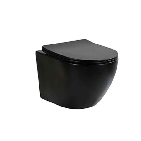 Vase WC - Set vas wc suspendat, tornado, negru mat, cu capac softclose, Fluminia Ricci