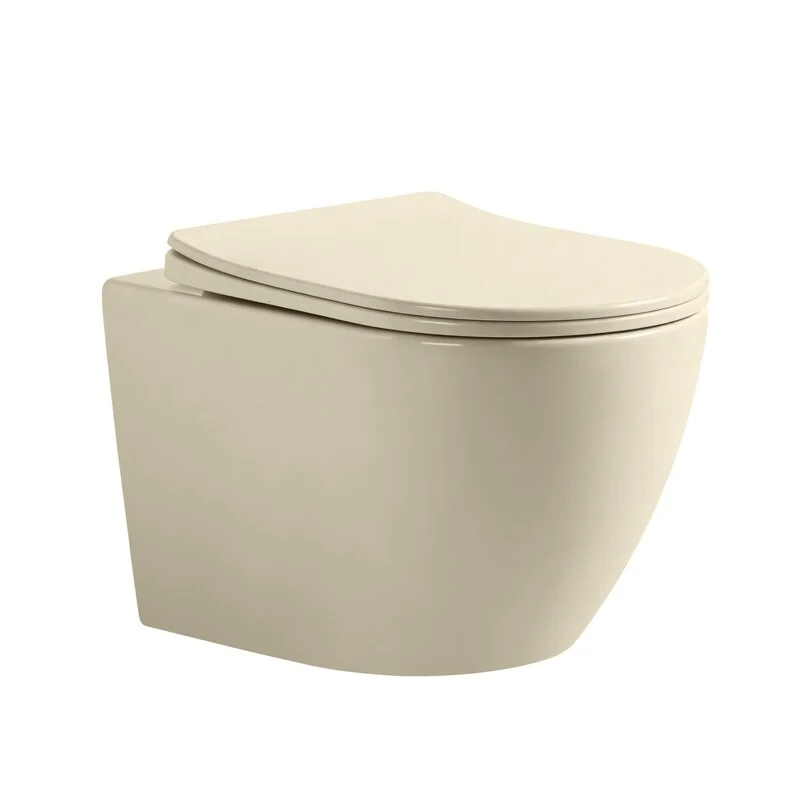 Vase WC - Set vas wc suspendat, tornado, cappuccino mat, cu capac softclose, Fluminia Ricci
