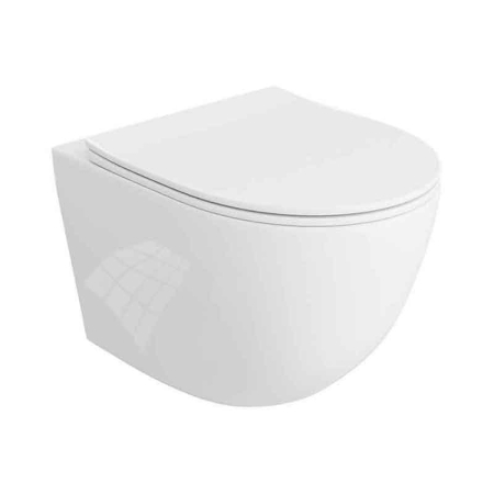 Baie - Set vas wc suspendat, tornado, oval, alb, cu capac soft close si quick release, Spectrum  Sierra