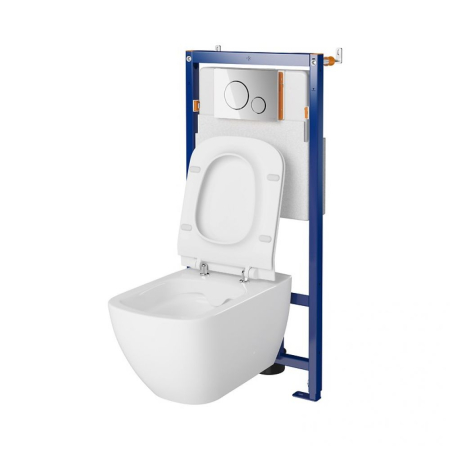 Set vas wc suspendat Virgo CleanOn cu capac soft close, rezervor incastrat si clapeta crom lucios Opti [1]