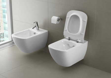 Set vas wc suspendat Virgo CleanOn cu capac soft close, rezervor incastrat si clapeta crom lucios Opti [5]