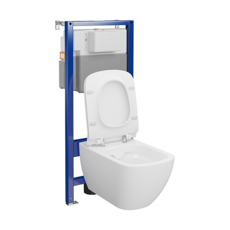 Seturi vas WC suspendat cu rezervor incastrat si clapeta - Set vas wc suspendat Virgo CleanOn cu capac soft close si rezervor incastrat C27 Aqua 50 pneumatic