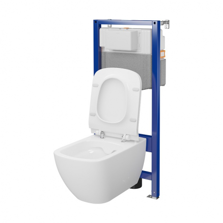 Set vas wc suspendat Virgo CleanOn cu capac soft close si rezervor incastrat C27 Aqua 50 pneumatic [1]