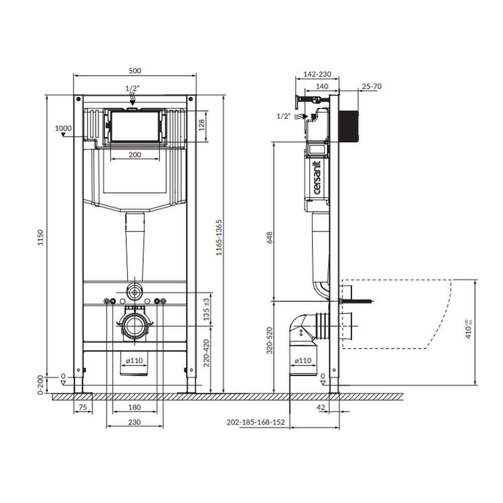 Set vas wc suspendat Virgo CleanOn cu capac soft close si rezervor incastrat C27 Aqua 50 pneumatic [4]