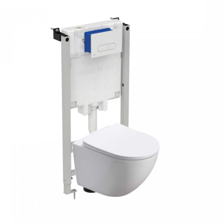 Produse pentru proiecte B2B - Set vas wc suspendat vortex, rotund Foglia Oslo si rezervor incastrat Prosys cu set de fixare inclus si clapeta Oleas M1 alb lucios, Ideal Standard