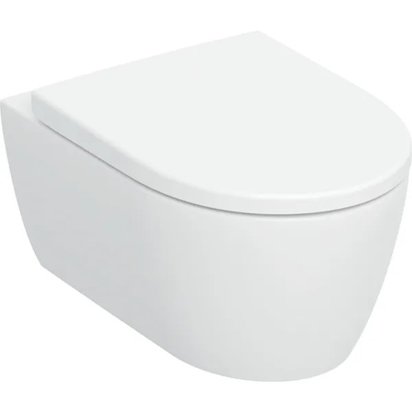 Vase WC - Set vas WC alb suspendat cu sistem TurboFlush, cu capac WC alb SoftClose, Geberit iCon
