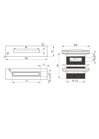 Set ventil click-clack si preaplin pentru cada auriu lucios Deante [3]