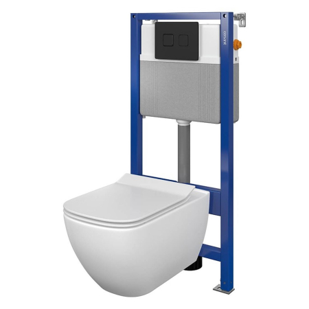 Black Friday - Set WC încastrat Cersanit Aqua 52 penumatic + vas WC suspendat CleanOn + capac softclose