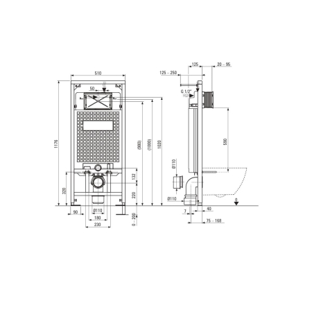 Set wc ingropat, 6 in 1, alb, cadru cu vas wc, capac si buton spalare, Deante Boro [3]