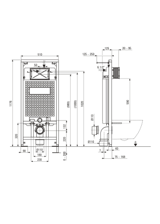 Set wc ingropat, 6 in 1, alb, cadru cu vas wc, capac si buton spalare, Deante Poenia [4]