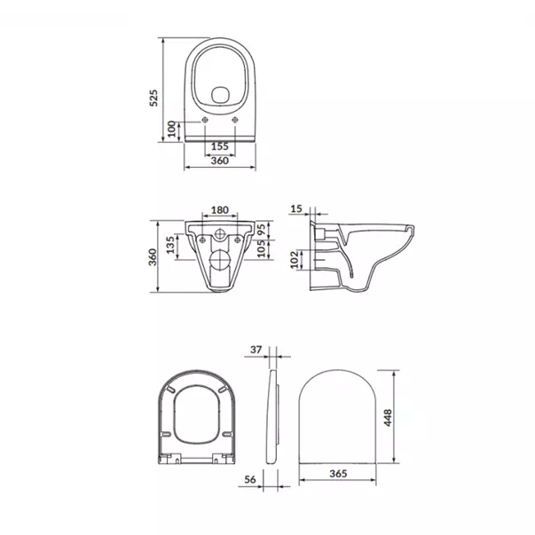 Set WC suspendat Cersanit Tech Line Base cu capac soft close și clapeta crom [3]