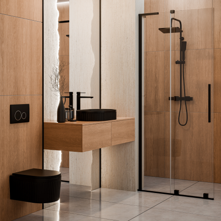 Set wc suspendat cu riflaje 3D negru mat, tornado cu capac softclose inclus, GLAMOUR Invena [4]