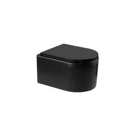 Set wc suspendat cu riflaje 3D negru mat, tornado cu capac softclose inclus, GLAMOUR Invena [0]