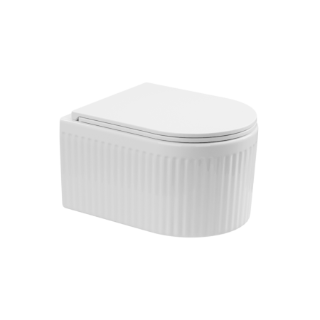 Vase WC - Set wc suspendat cu riflaje 3D, tornado cu capac softclose inclus, alb, GLAMOUR Invena