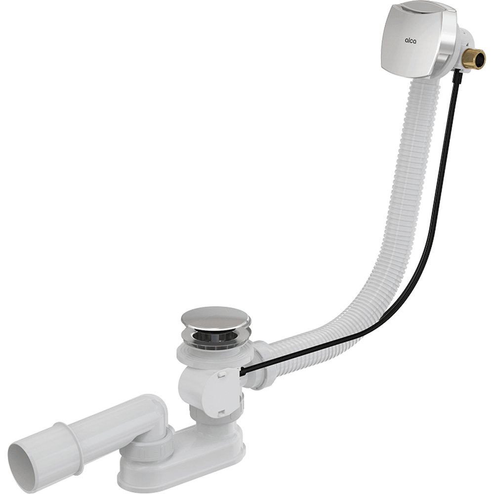 Cazi baie - Sifon cada baie cu ventil si capac de control plastic, alimentare prin preaplin Alcadrain A565CRM1