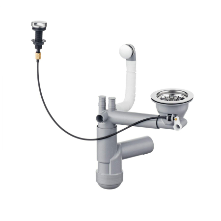 Accesorii chiuvete - Sifon chiuveta bucatarie cu preaplin si ventil cu dop automat Deante Space-Saver Lux