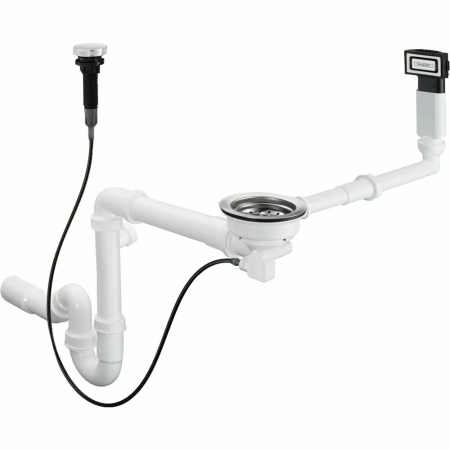 Accesorii chiuvete - Sifon chiuveta bucatarie Hansgrohe D16 11 cu preaplin si ventil cu dop automat crom
