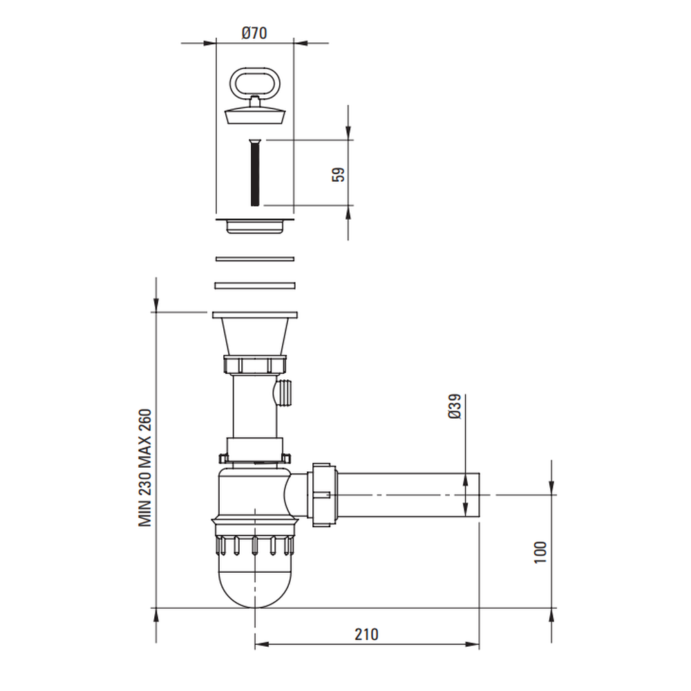 Sifon chiuveta inox Deante pentru o cuva [2]