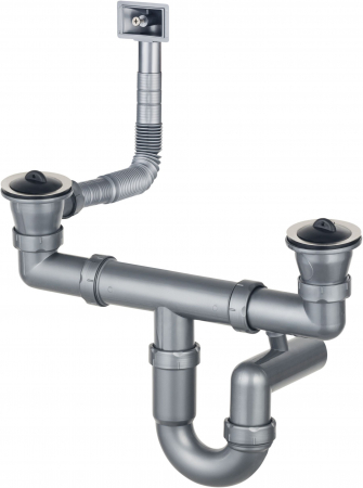 Bucatarie - Sifon chiuveta inox doua cuve Deante, cu preaplin