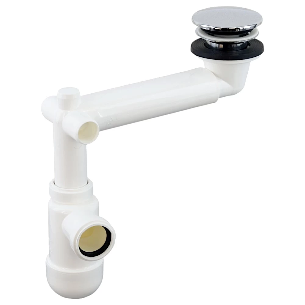 Baie - Sifon cu pahar decantor, Cersanit Preloc Space Saving, reglabil, 1 1/4 toli, evacuare 32 mm, venitl Pop Up ABS Chrom