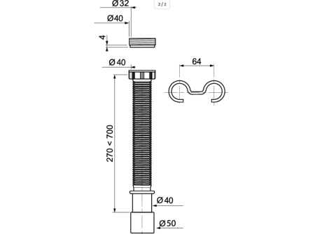 Racord evacuare extensibil Wirquin PRO D40/50 alb [1]
