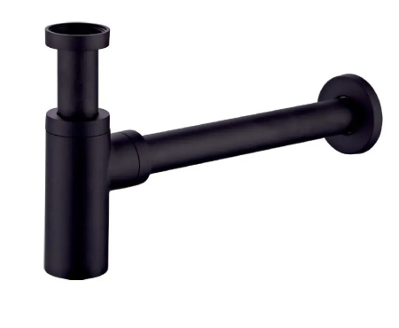 Sifoane, ventile si racorduri - Sifon lavoar cu diametru 32 mm, rotund, metal, negru mat, Kielle