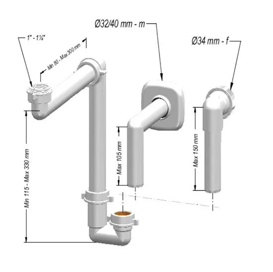 Sifon lavoar Ideal Standard Multisuite pentru spatiu redus [3]