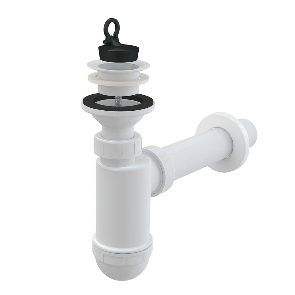 Baie - Sifon lavoar Ø40 mm cu ventil, sita plastic si dop Alcadrain A42