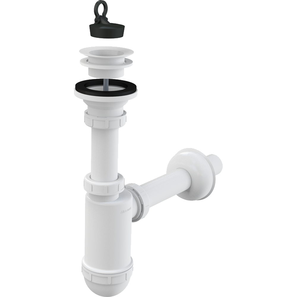 Baie - Sifon lavoar Ø32 mm cu ventil, sita plastic si dop Alcadrain A421