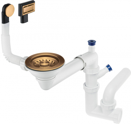 Accesorii chiuvete - Sifon pentru chiuveta din granit cu 1 cuva, bronz periat, Deante Space-Saver