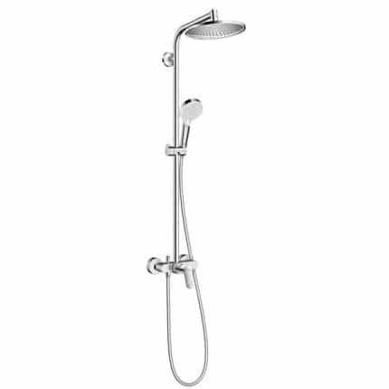 Coloane de dus - Set duș cu baterie, crom cu palarie 240mm si para de dus Crometa Hansgrohe