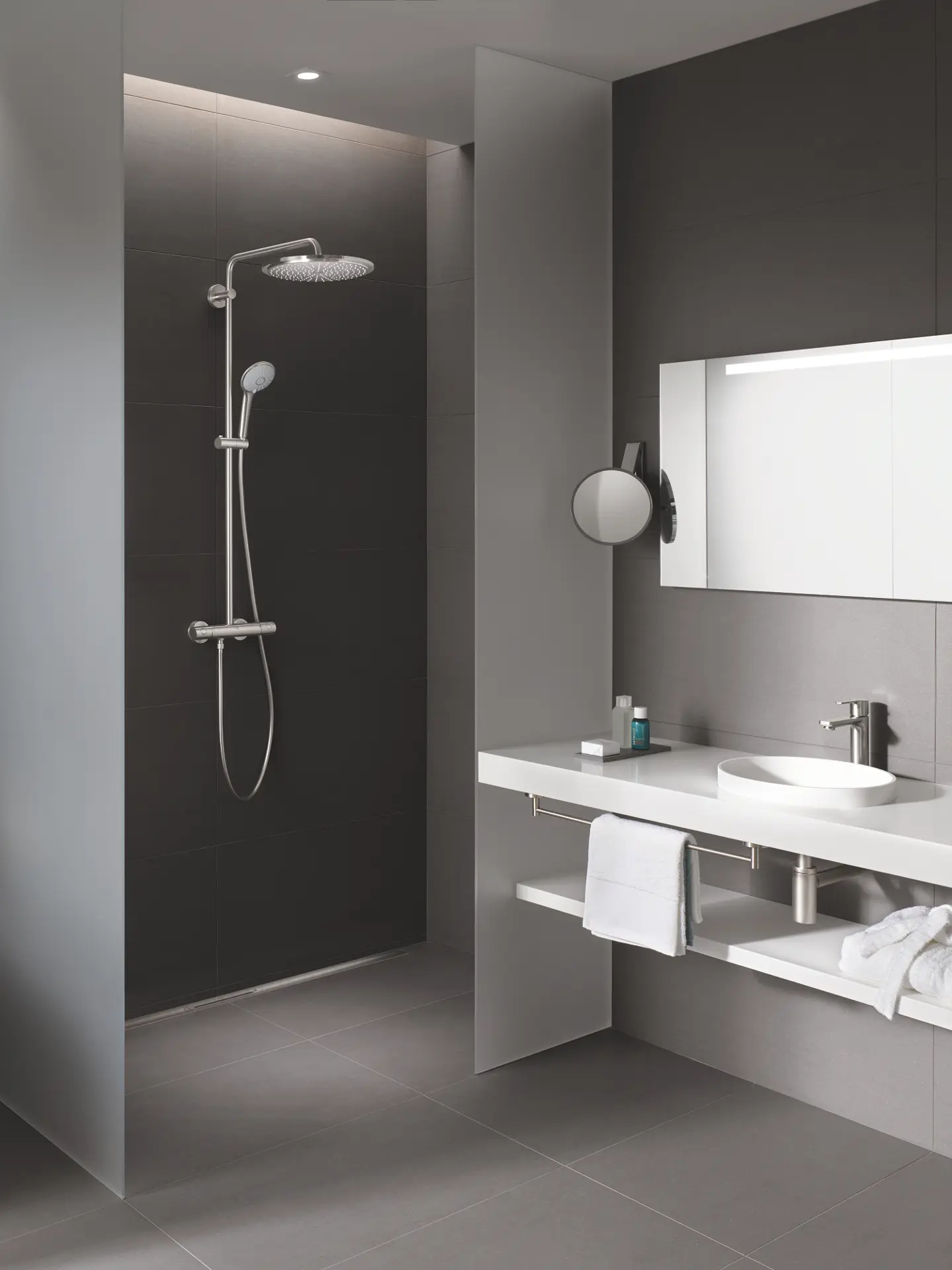 Sistem de dus cu baterie termostatata, palarie de dus 310 mm,  para de dus 110 mm, otel inoxidabil, Grohe Euphoria System [3]
